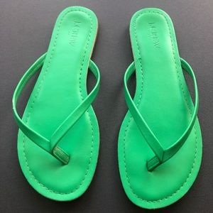 J.Crew GREEN easy summer leather flats SZ 6